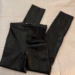 Zara black leather leggings